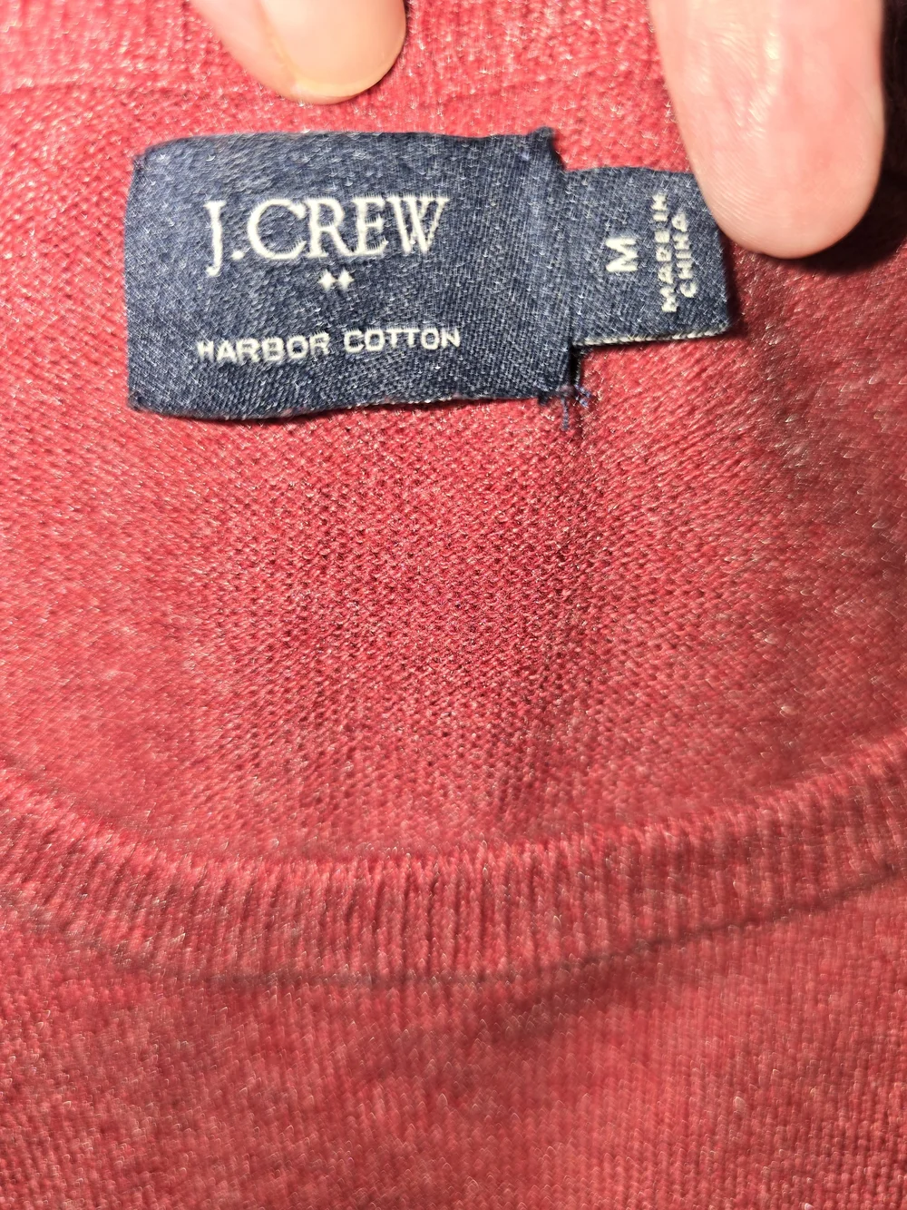 J. Crew Men’s Crewneck Merino Wool/Cotton Blend Sweater. Heathered Burgundy Red.